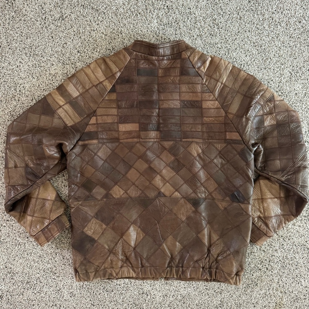 Vintage Brown Patchwork Bomber Jacket - image 6